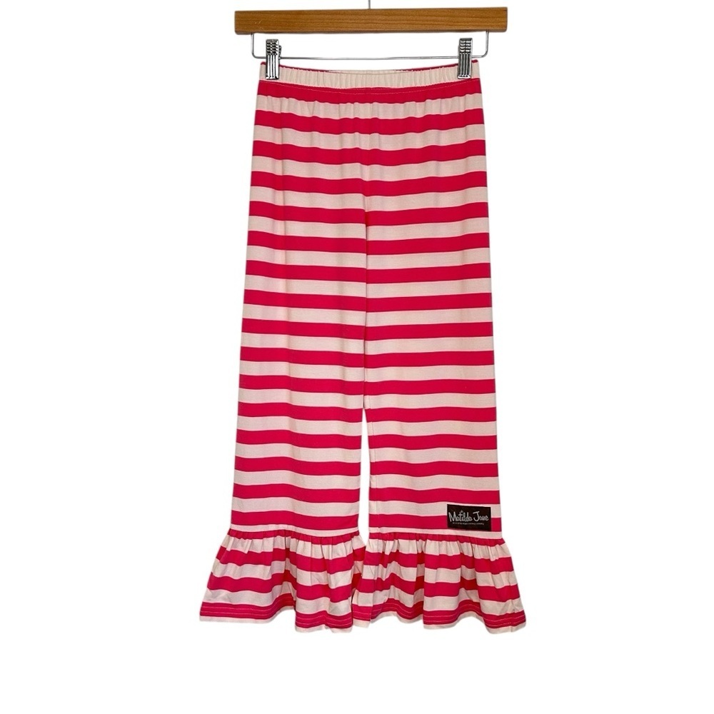 Matilda Jane Adventure Begins Vault Easy Peasy Pants Sz 8 Pink White Ruffles